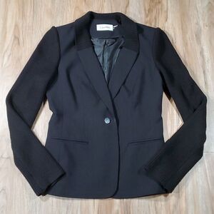 🔹️Calvin Klein Black Button Front Blazer w/Pockets Size 8